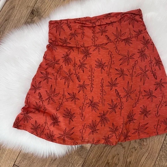 Toad&Co Orange Floral A-Line Skirt - Picture 2 of 5